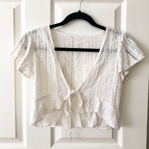 Eyelet Ruffle Crop Top